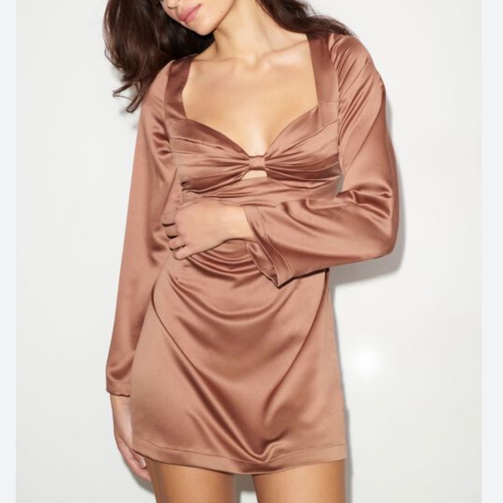 Dynamite Brown Satin Dress